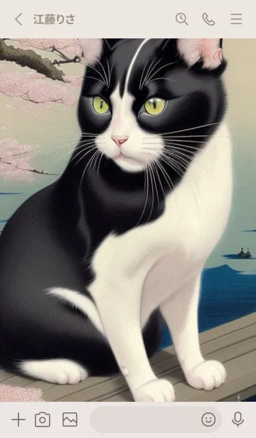[LINE着せ替え] 浮世絵の桜猫 W8Khの画像2