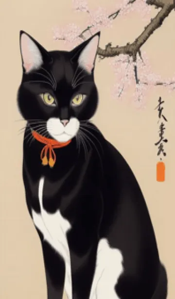 [LINE着せ替え] 浮世絵の桜猫 nbarの画像1