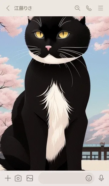 [LINE着せ替え] 浮世絵の桜猫 tE95の画像2