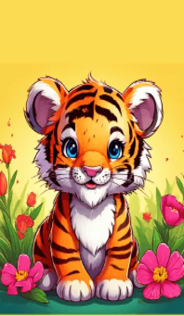 [LINE着せ替え] Cute tiger flower theme (JP)の画像1