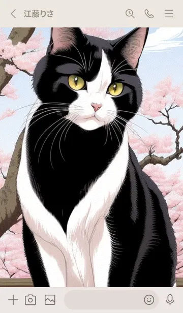 [LINE着せ替え] 浮世絵の桜猫 GduFの画像2