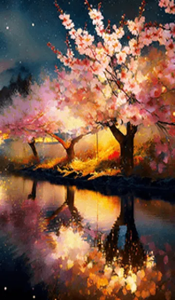 [LINE着せ替え] 美しい夜桜の着せかえ#52の画像1