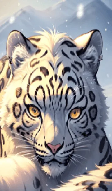 [LINE着せ替え] 夢幻の白いスノーヒョウ Uvbqの画像1