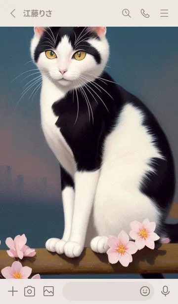 [LINE着せ替え] 浮世絵の桜猫 Ji6Cの画像2