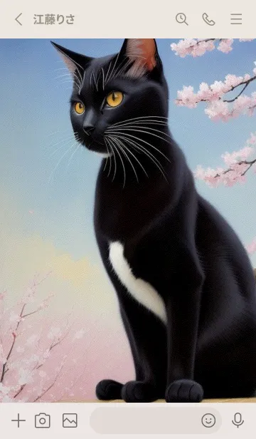 [LINE着せ替え] 浮世絵の桜猫 7FwTの画像2