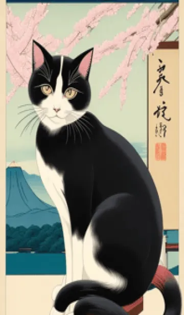 [LINE着せ替え] 浮世絵の桜猫 SAOtの画像1