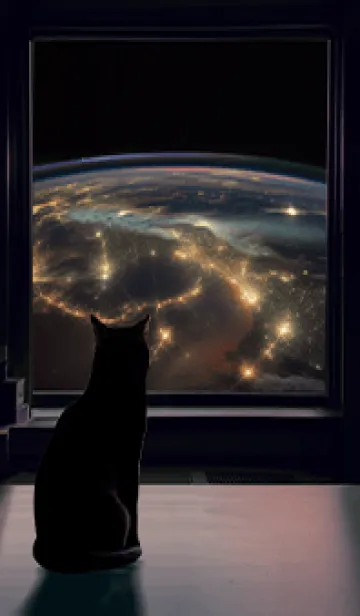 [LINE着せ替え] 窓辺の景色を眺める猫 6 空中400kmの画像1