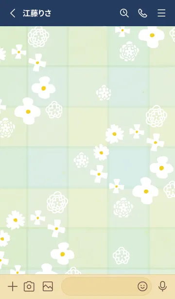 [LINE着せ替え] 白い花 チェック柄4の画像2