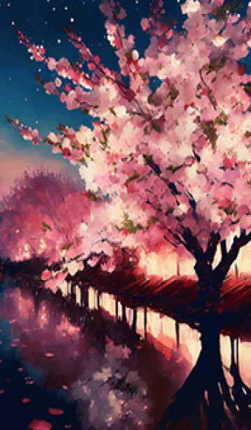[LINE着せ替え] 美しい夜桜の着せかえ#84の画像1
