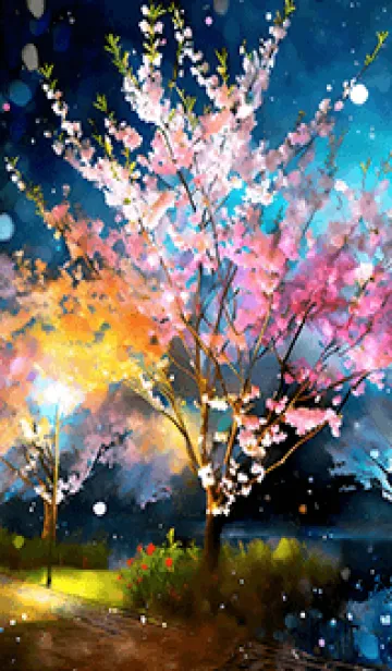 [LINE着せ替え] 美しい夜桜の着せかえ#89の画像1