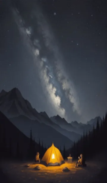 [LINE着せ替え] 山中露营 夜晚 46Csの画像1