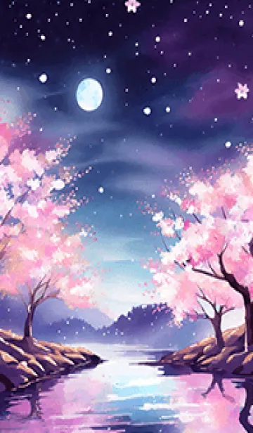 [LINE着せ替え] 美しい夜桜の着せかえ#97の画像1