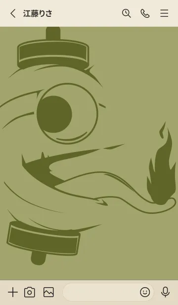 [LINE着せ替え] kabemon-提灯おばけ 柳茶の画像2