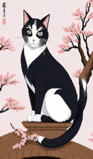 [LINE着せ替え] 浮世絵の桜猫 psT1の画像1