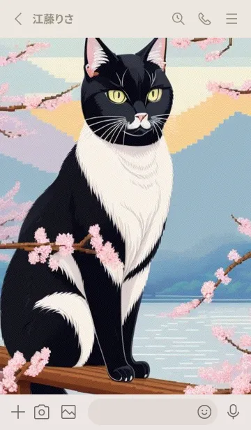 [LINE着せ替え] 浮世絵の桜猫 gfJHの画像2