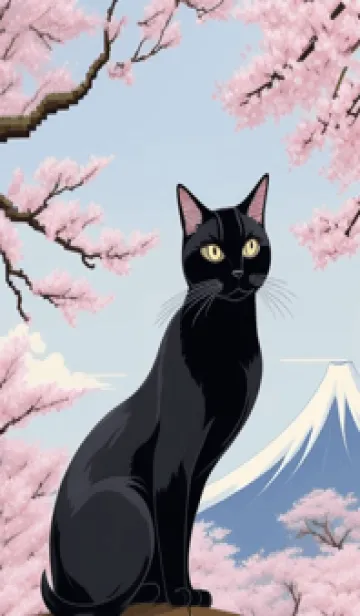 [LINE着せ替え] 浮世絵の桜猫 8kFNの画像1