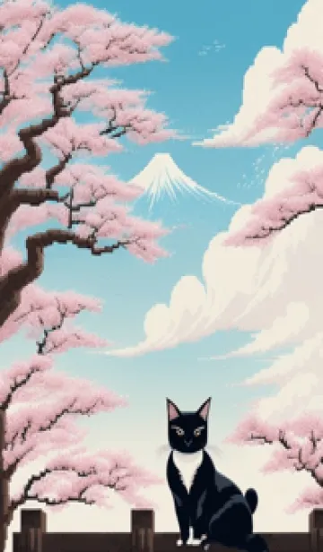 [LINE着せ替え] 浮世絵の桜猫 uDYIの画像1