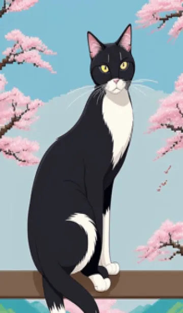 [LINE着せ替え] 浮世絵の桜猫 YPbYの画像1