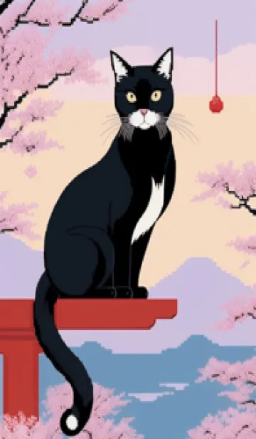 [LINE着せ替え] 浮世絵の桜猫 kd52の画像1