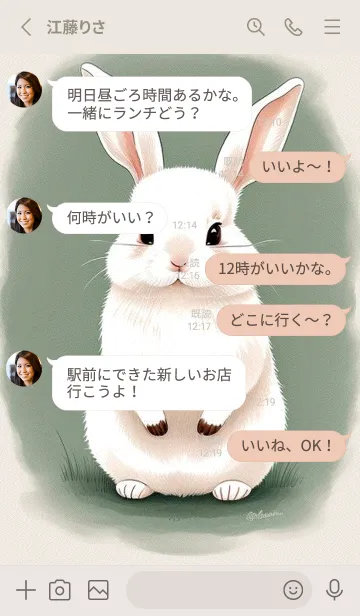 [LINE着せ替え] ふわふわのウサギ 0xQQrの画像3