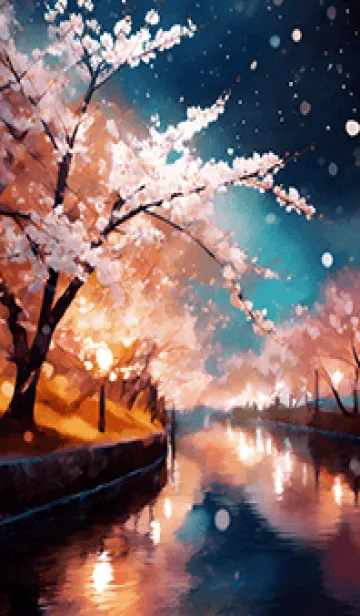 [LINE着せ替え] 美しい夜桜の着せかえ#124の画像1