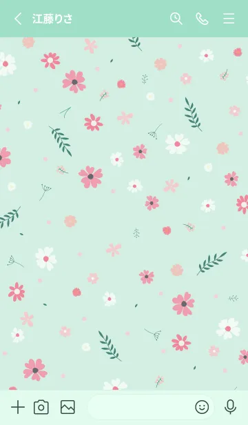 [LINE着せ替え] FLOWER MINT GREEN-NATURAL3の画像2