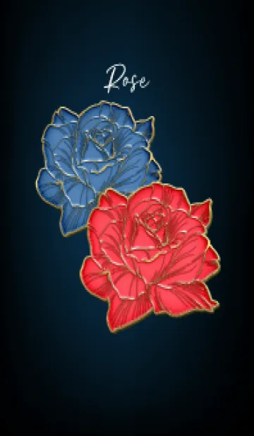 [LINE着せ替え] Blue and red roses Enamel Pin.の画像1