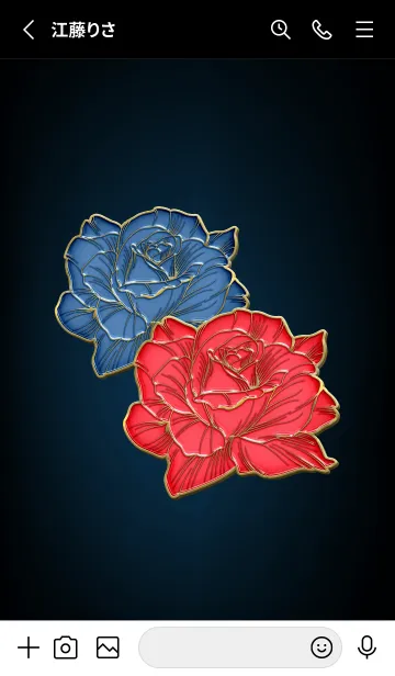 [LINE着せ替え] Blue and red roses Enamel Pin.の画像2