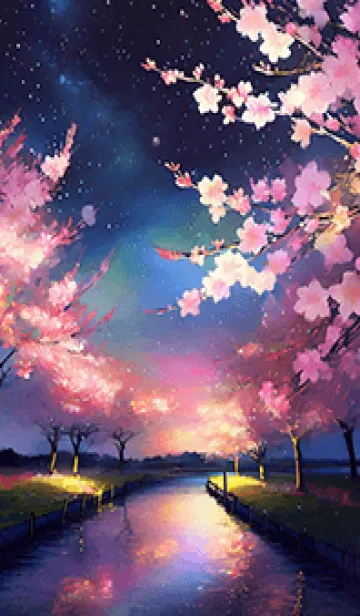 [LINE着せ替え] 美しい夜桜の着せかえ#125の画像1