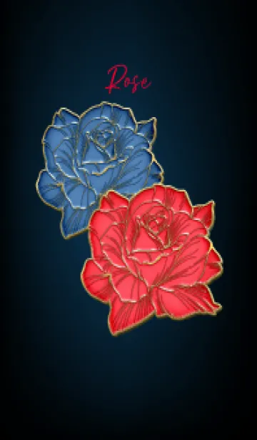 [LINE着せ替え] Blue and red roses Enamel Pin 3の画像1