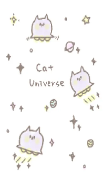 [LINE着せ替え] ねこねこ宇宙 8 ねこねこUFO(ゴールド)の画像1