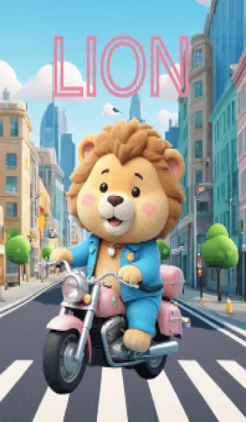 [LINE着せ替え] Cute Lion in City Theme (JP)の画像1