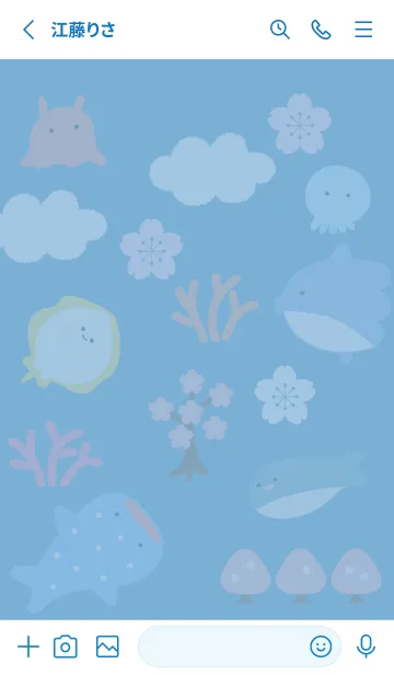 [LINE着せ替え] 青 魚のお花見15_1の画像2