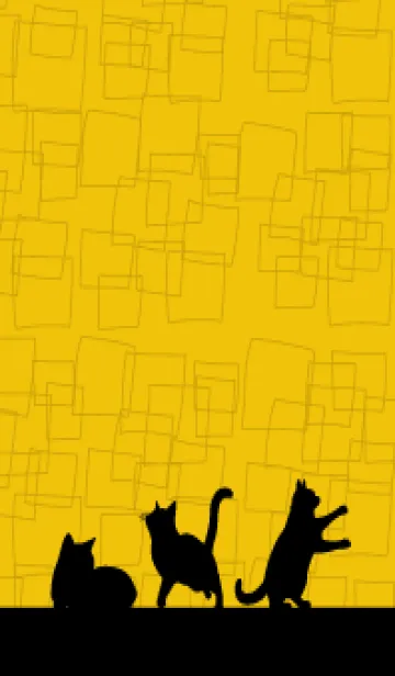 [LINE着せ替え] yellow 猫のシルエットの画像1