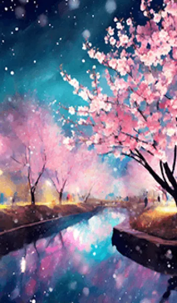 [LINE着せ替え] 美しい夜桜の着せかえ#160の画像1