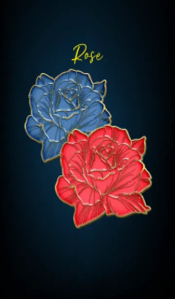 [LINE着せ替え] Blue and red roses Enamel Pin 6の画像1