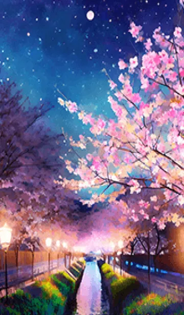 美しい夜桜の着せかえ#167の着せ替えメイン画像