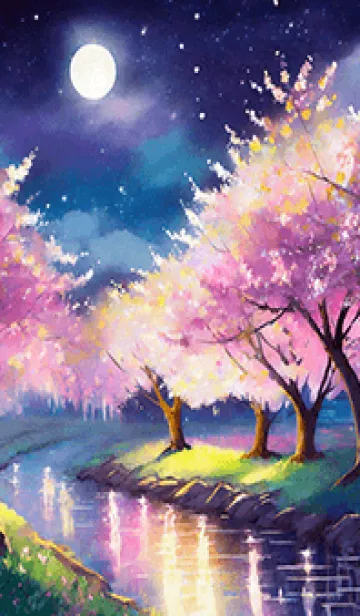 [LINE着せ替え] 美しい夜桜の着せかえ#166の画像1