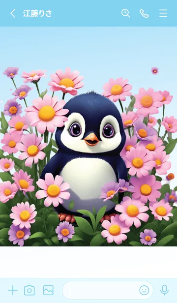 [LINE着せ替え] Cute penguin flower (JP)の画像2