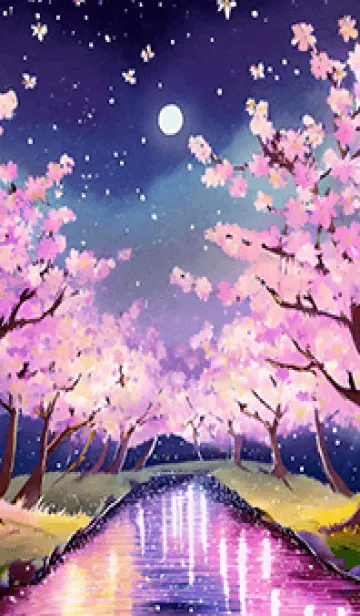 [LINE着せ替え] 美しい夜桜の着せかえ#174の画像1