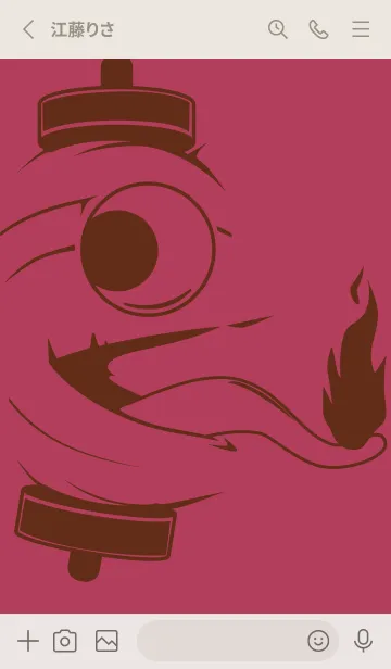 [LINE着せ替え] kabemon-提灯おばけ ワインレッドの画像2