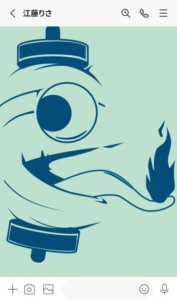 [LINE着せ替え] kabemon-提灯おばけ オパールグリーンの画像2