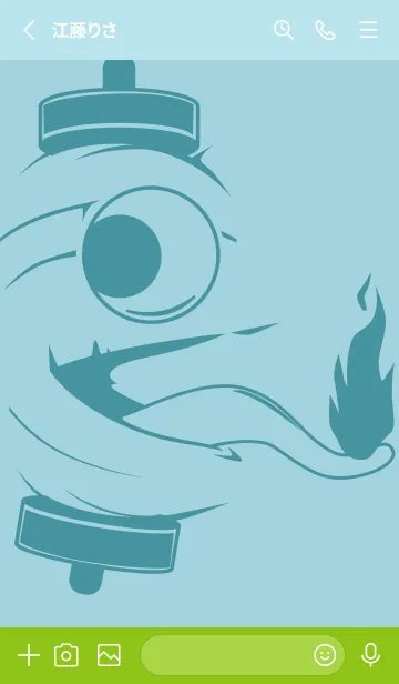 [LINE着せ替え] kabemon-提灯おばけ スプレーグリーンの画像2