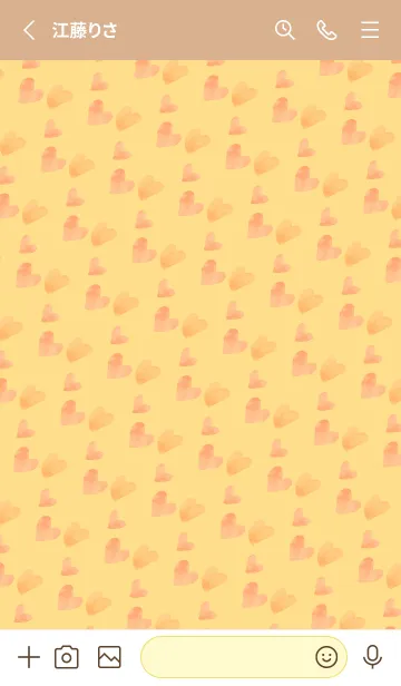 [LINE着せ替え] ハートの気持ち 薄茶と黄色の画像2