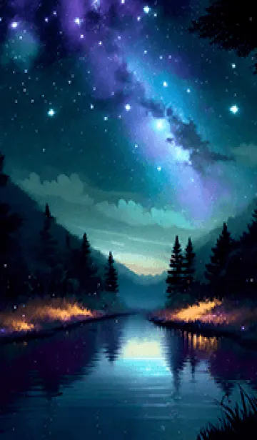 [LINE着せ替え] 綺麗な星空の夜景着せかえ#302の画像1