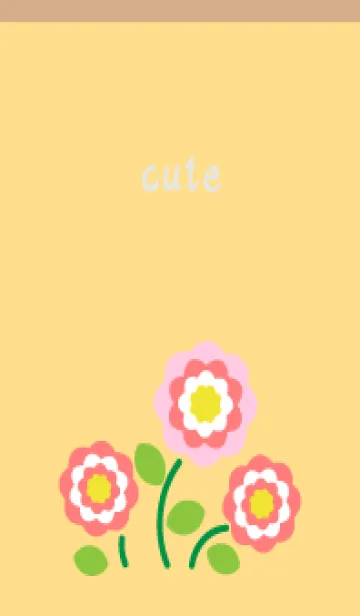 [LINE着せ替え] スイートな花 薄茶と黄色の画像1