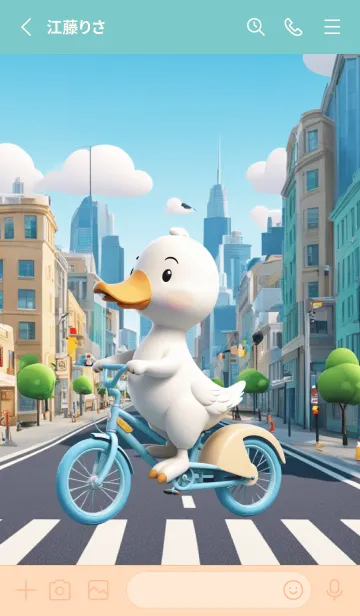 [LINE着せ替え] Kawaii Goose in City Theme (JP)の画像2