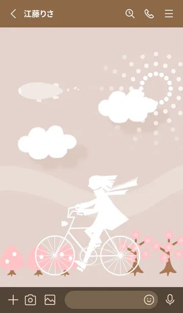 [LINE着せ替え] ピンクブラウン 春風にのって07_1の画像2