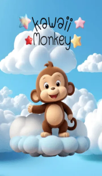 [LINE着せ替え] Kawaii Monkey in Cloud Theme(JP)の画像1