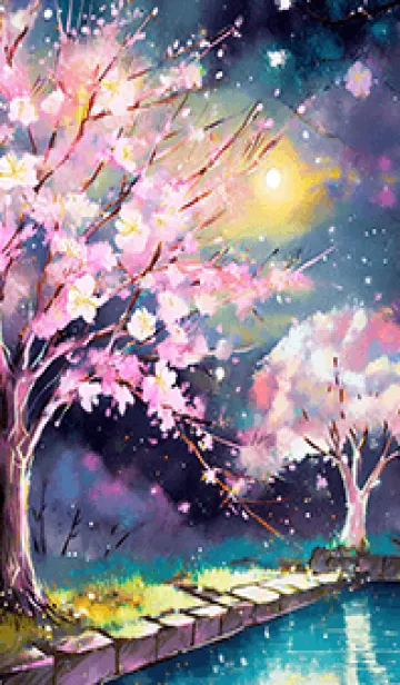 [LINE着せ替え] 美しい夜桜の着せかえ#213の画像1